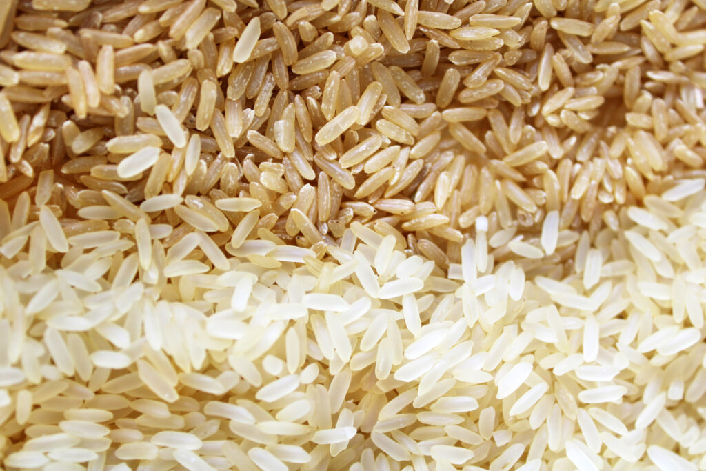 Brown rice vs. white rice - showing the difference and how it relates to health and well-being.