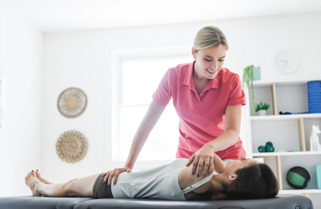 Chiropractic care being given as part of corporate wellbeing initiatives at work.